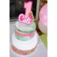 Tasty Pastry Custom Cakes: Two-tier birthday cake with white icing & dark pink/green decor