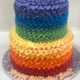 Two-tiered Rainbow Ruffle Cake