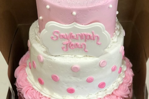 Three-tiered Pink Baby Shower Cake