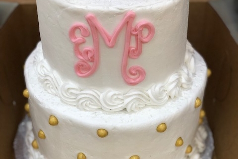 Two-tiered Monogram Birthday Cake