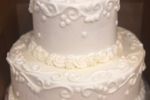 Two-tiered All White Wedding Cake