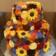 Two-tier sunflower wedding cake: Fall Flower Cake