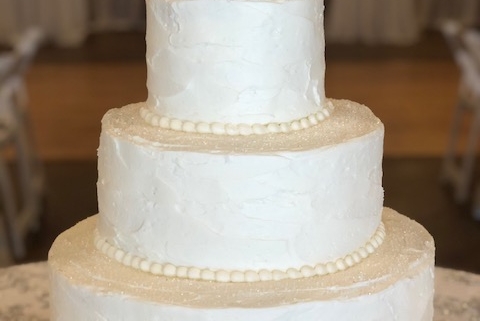 Three-tiered Textured Classic White Wedding Cake